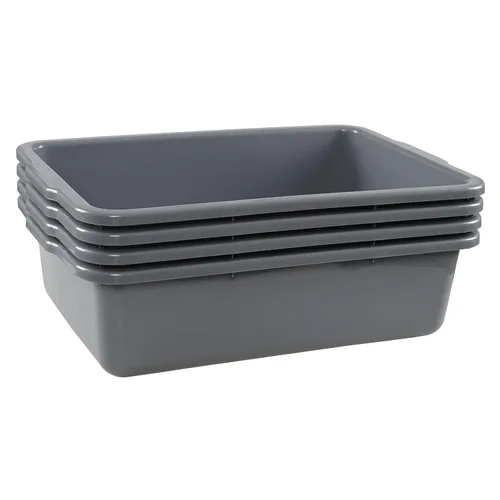 Vista 7 de Paquete de 4 cajas de autobús comerciales, 23 L de plástico, color gris