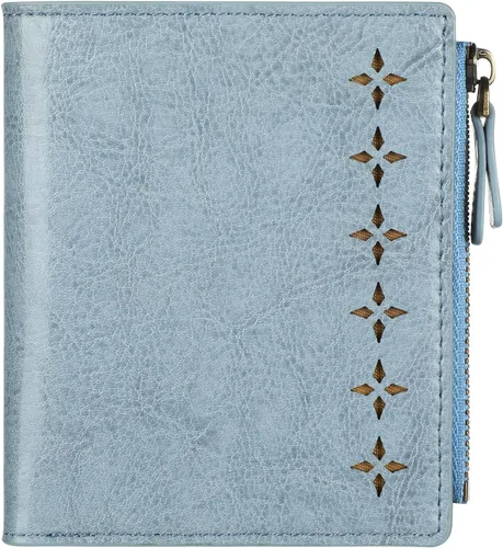 Vista 14 de Lavemi Carteras ultrafinas de cuero compacto para mujeres y niñas, con bloqueo RFID, tarjetero para tarjetas de crédito para mujeres 1-púrpura