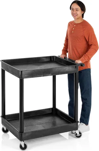Vista 9 de Stand Steady Tubstr - Carrito utilitario grande de 2 estanterías: bañera híbrida resistente y estante plano, soporta hasta 200 libras