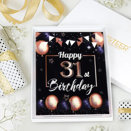 Vista 47 de LINGTEER Decoraciones de feliz cumpleaños número 11, 2 piezas de soporte de acrílico con impresión de pie rosa y azul, tablero de telón de fondo