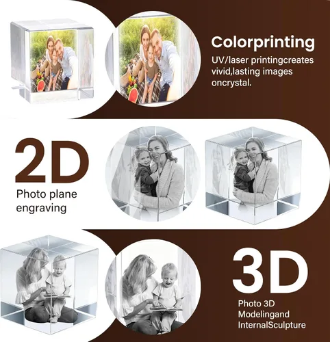 Vista 7 de Regalo de foto de cristal 3D personalizada – Imagen personalizada en cristal para boda, aniversario, memorial (mascota o ser querido), Navidad