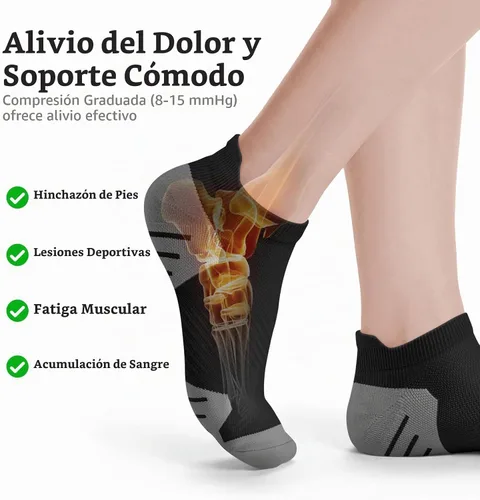 Vista 3 de PAPLUS Ankle Compression Socks for Women Running Socks With Arch Support negro (6 pares)
