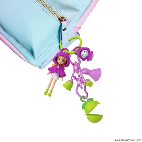 Vista 2 de Polly Pocket Juego de llaveros para muñecas y mascotas, accesorios de moda con temática de frutas y dijes para bolsas