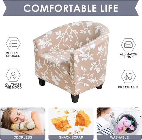 Vista 3 de Funda elástica para silla de club, funda para silla de bañera, funda para sillón, funda de sofá, protector de muebles para sala de estar (color #10)