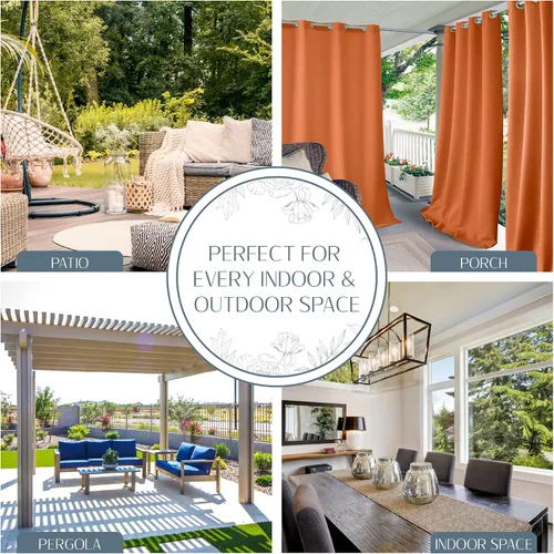 Vista 3 de Elrene Home Fashions Panel de cortina de ventana con ojales y protección UV para interiores y exteriores Naranja
