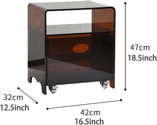 Vista 3 de Mesita de noche moderna con capa de almacenamiento, mesa de noche acrílica en forma de U, simple para dormitorio, mesa de centro pequeña, estante