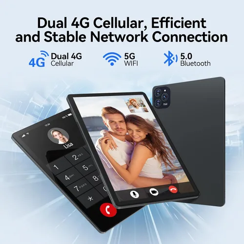 Vista 5 de Tablet Android 14 2025, tabletas de 11 pulgadas con celular dual 4G, 128 GB+16 (8+8 expandir) GB, procesador Octa-Core con cámaras HD duales de 13