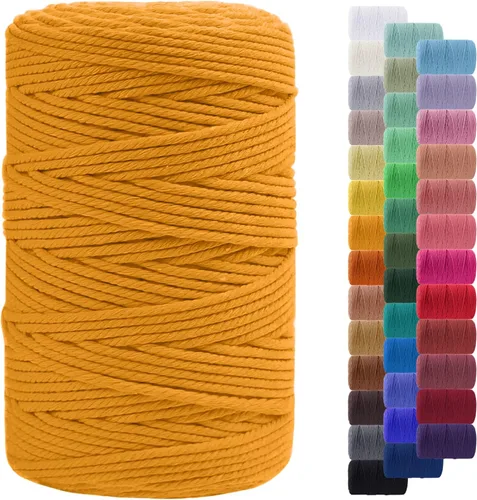 Vista 40 de Cordón de macramé de 0.079 pulgadas, cuerda de algodón natural de 109 yardas, hilo de cuerda de macramé para manualidades, ganchos de pared