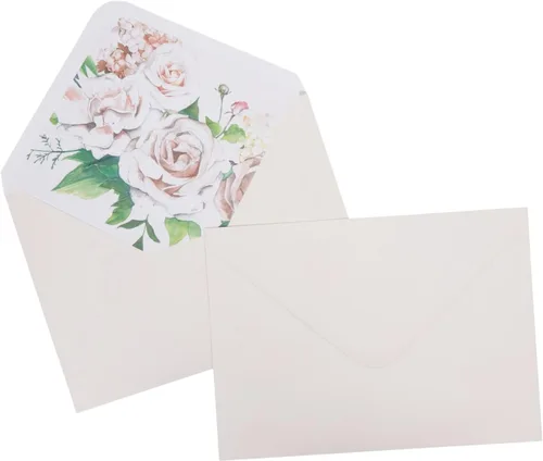 Vista 5 de Paper Junkie Sobres de papelería A7 con forro floral, 7.25 x 5.25 pulgadas, marfil, paquete de 50 unidades, para suministros de fabricación