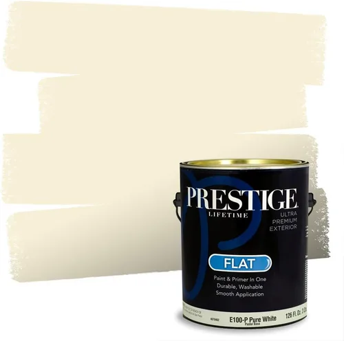 Vista 75 de PRESTIGE Pinturas de pintura exterior e imprimación en uno, 1 galón, plano, combinación comparable de Benjamin Moore* Manzanilla*
