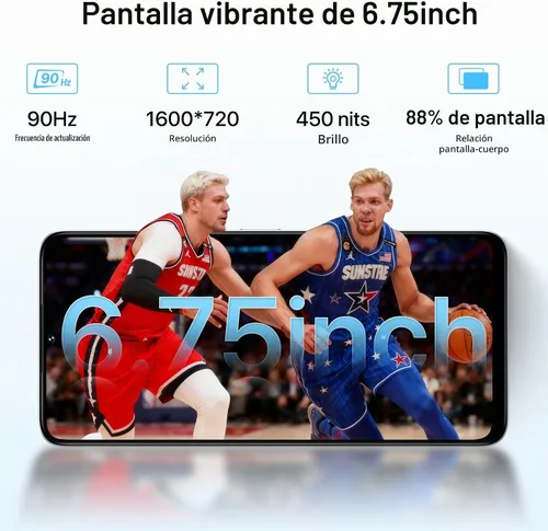 Vista 3 de UMIDIGI Teléfonos celulares desbloqueados G9A Android 14 2025, 6.75 pulgadas HD+ 90Hz pantalla Smartphone, 8 (4+4) GB+64GB 2TB procesador Octa-Core