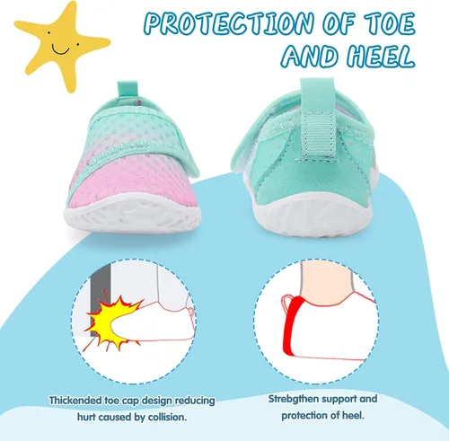 Vista 3 de shopUAL Zapatos de agua para niños y niñas, calcetines acuáticos para la playa, zapatos de agua descalzos para caminar, zapatos de agua de secado