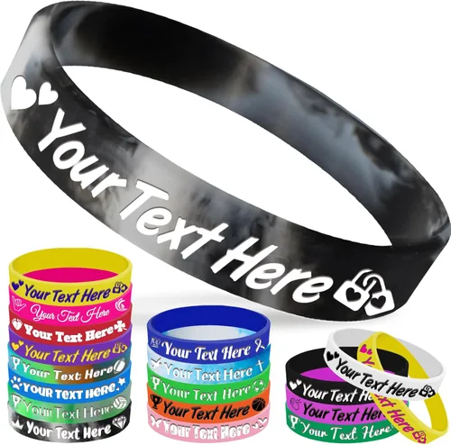 Vista 18 de Pulseras de silicona personalizadas, pulseras de goma personalizadas a granel para eventos, regalos de motivación deportiva, apoyos para hombres
