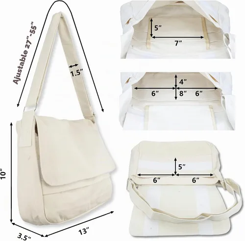Vista 7 de Bolso de mensajero de lona con diseño simple y grueso y resistente