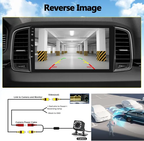 Vista 5 de AMprime Estéreo Android de doble DIN para automóvil con Apple Carplay de 10.1 pulgadas, pantalla táctil, radio de coche, compatible con Bluetooth