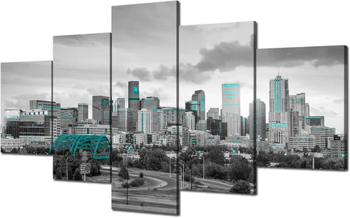 Vista 25 de Cawpom Arte de pared de Los Ángeles en blanco y negro, cuadro decorativo para pared, diseño de horizonte de Los Ángeles, póster de palmera, marco