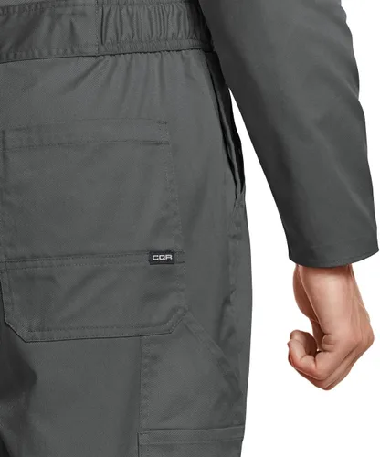 Vista 6 de CQR - Overol para hombre con manga corta, cremallera frontal, múltiples bolsillos, resistente a las manchas y a las arrugas