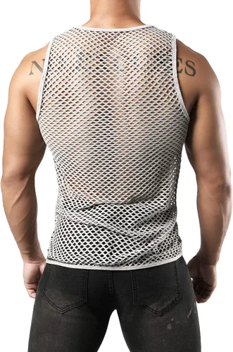 Vista 3 de JOGAL Top muscular sin mangas ajustado de malla para hombre