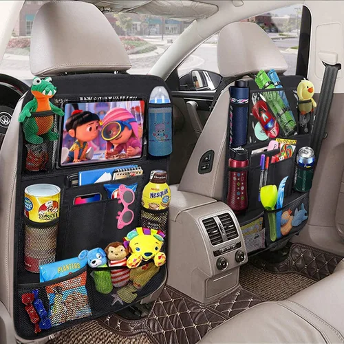 Vista 5 de Tianle Organizador de coche para asiento trasero – Organizador de coche premium con soporte de mesa de 10 pulgadas, 9 bolsillos, artículos