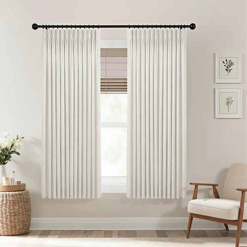Vista 25 de Mrs.Naturall Cortinas de cocina beige de 42 x 45 pulgadas de largo para cortinas opacas pequeñas