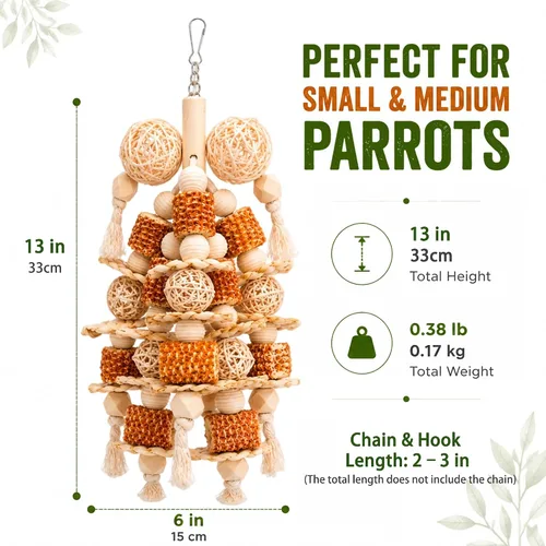 Vista 2 de Bird Toys Natural Corn Cob Loofah Chew Toys for Small Medium Parrots