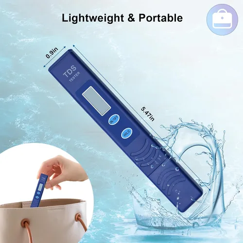 Vista 6 de Probador de agua TDS, probador de agua potable, medidor de 0-9990 PPM, medidor de calidad de agua, probador de agua portátil para agua potable