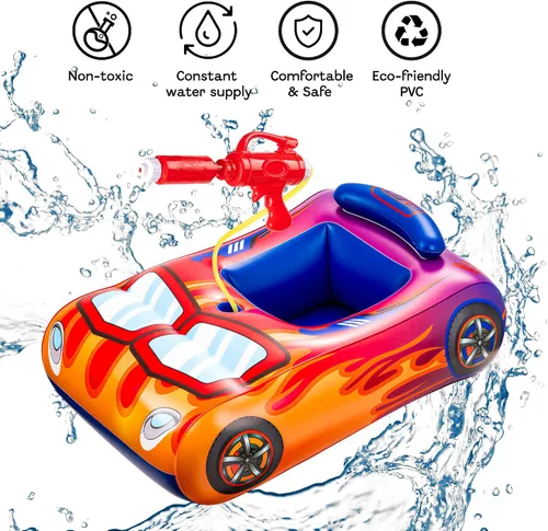 Vista 4 de Flotadores de piscina para niños con pistola de agua, flotadores inflables de piscina para niños de 3 a 8 años, juegos al aire libre, juguetes