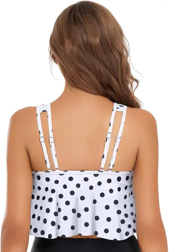 Vista 6 de Edelqual Traje de baño tankini para mujer, traje de baño con volantes
