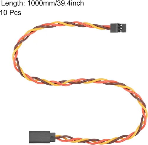 Vista 4 de uxcell Cable de extensión servo de 3 pines Conector de cable de torsión macho a hembra 22AWG 60 núcleos Servo Receptor Alambre