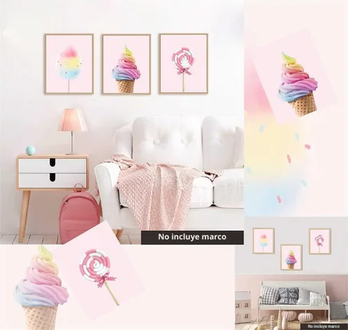 Vista 2 de Póster de arte de pared de caramelo, impresiones artísticas de helado Rosa