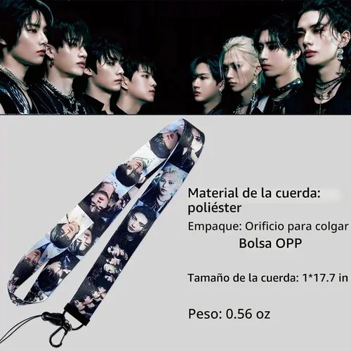 Vista 2 de YiYiXiXi Stray-Kids - Llavero con cordón para niños, accesorios de regalo para fans Negro