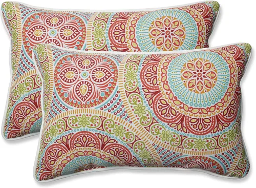 Vista 21 de Pillow Perfect Almohada decorativa floral para interiores y exteriores, relleno de felpa, resistente a la intemperie y a la decoloración, lumbar