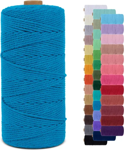 Vista 99 de Cordón de macramé de 0.079 pulgadas, cuerda de algodón natural de 109 yardas, hilo de cuerda de macramé para manualidades, ganchos de pared