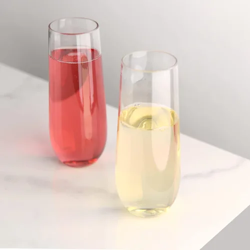 Vista 5 de hotder Copas de champán de plástico 100% Tritan, copas de champán sin tallo de 12 onzas, copas de champán de plástico, inastillables, reciclables