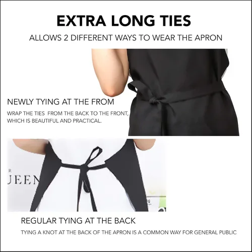 Vista 7 de Funny Aprons Black Kitchen Chef Apron, 2 Pockets Adjustable Neck Strap for Cooking Baking BBQ Birthday Gifts