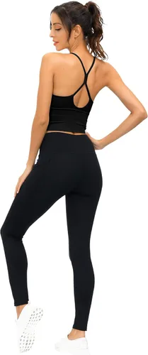 Vista 7 de SIGNEALA Brasier deportivo con cuello en V para mujer, tirantes delgados, acolchado, brasier de yoga entrecruzado con tirantes cruzados, camiseta