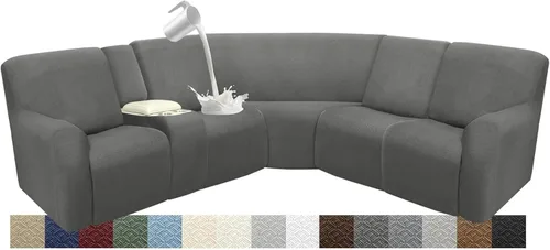 Vista 62 de Fundas impermeables de sofá reclinable modular para sofás reclinables, lavable en forma de L, para perros, fundas elásticas para sofá reclinable