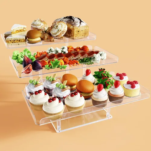 Vista 13 de Bakzon Soporte de 3 piezas para cupcakes, juego de mesa de postres de acrílico transparente con patas de soporte de hierro para cumpleaños