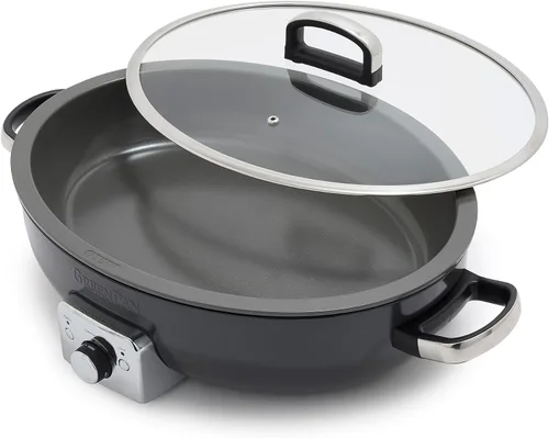 Vista 12 de GreenPan Elite - Sartén eléctrica ovalada de 5.5 cuartos de galón, antiadherente de cerámica sin PFAS, 1800 vatios, tapa apta para lavavajillas