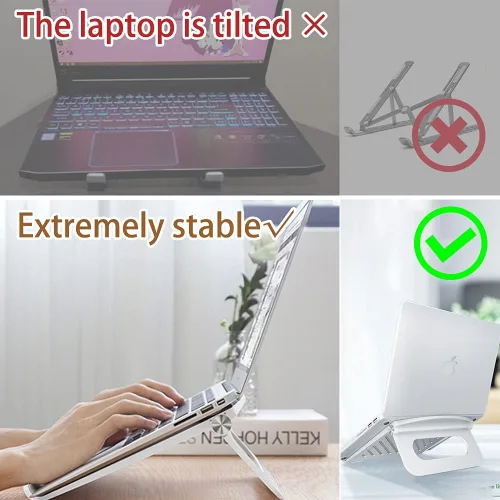 Vista 2 de Soporte para computadora portátil estable plegable ajustable multiángulo para computadora de escritorio con ventilación para Mackbook, Lenovo, Dell