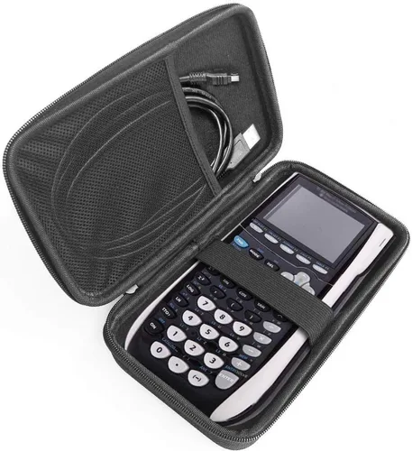 Vista 2 de Estuche rígido compatible con calculadora gráfica Texas Instruments TI-84 Plus C Silver