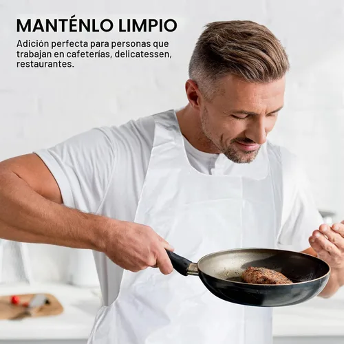 Vista 4 de MT Products 2 Mil White Disposable Poly Aprons 46"x28" - Waterproof Plastic Bibs for Cooking, Dishwashing & Art (Bulk)
