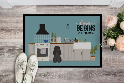 Vista 2 de Caroline's Treasures CK7775MAT - Felpudo de cocina de caniche negro de 18 x 27 pulgadas, tapete para puerta delantera, para interiores y exteriores
