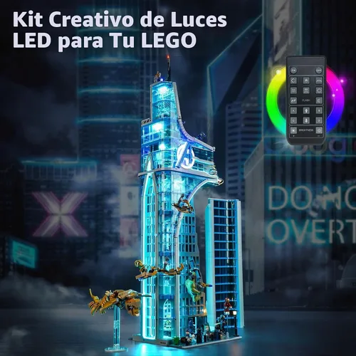 Vista 4 de LocoLee Kit de luz LED creativa de control remoto compatible con Lego Avengers Tower 76269 (solo luces, sin modelos), juego de luces de control