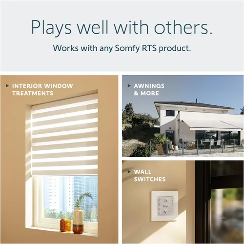 Vista 5 de somfy Telis 4 RTS Control remoto de patio – 5 canales – Control remoto de repuesto para persianas y persianas de exteriores – Mi función programable