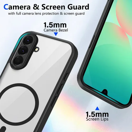 Vista 663 de Funda magnética transparente compatible con Xiaomi 17T, color negro 2 en 1 PC + TPU cubierta de teléfono a prueba de golpes, carcasa protectora