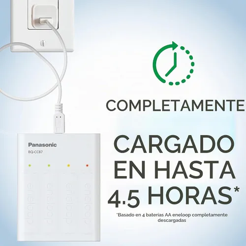 Vista 3 de Panasonic BQ-CC87ABBA Eneloop - Cargador de batería individual avanzado con tecnología de carga portátil, color blanco