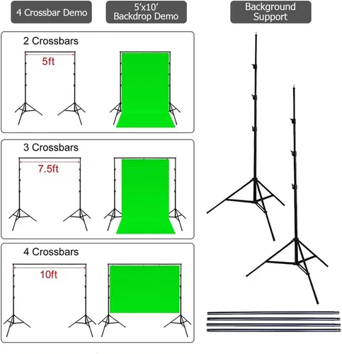 Vista 5 de Kit de iluminación continua de sombrillas de 800 W 5500 K con sistema de soporte de fondo para producto de estudio fotográfico, fotografía