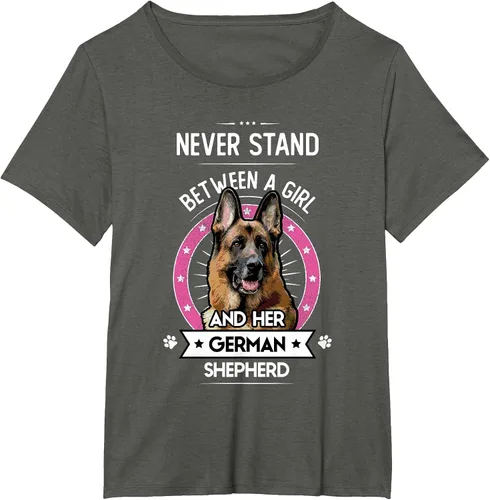 Vista 52 de Never Stand Between A Girl and Her German Shepherd T-Shirt Asphalt Grey