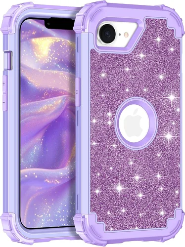 Vista 47 de LONTECT Funda para iPhone 15 Plus con purpurina brillante 3 en 1, a prueba de golpes, resistente, híbrida, resistente, funda protectora de alto